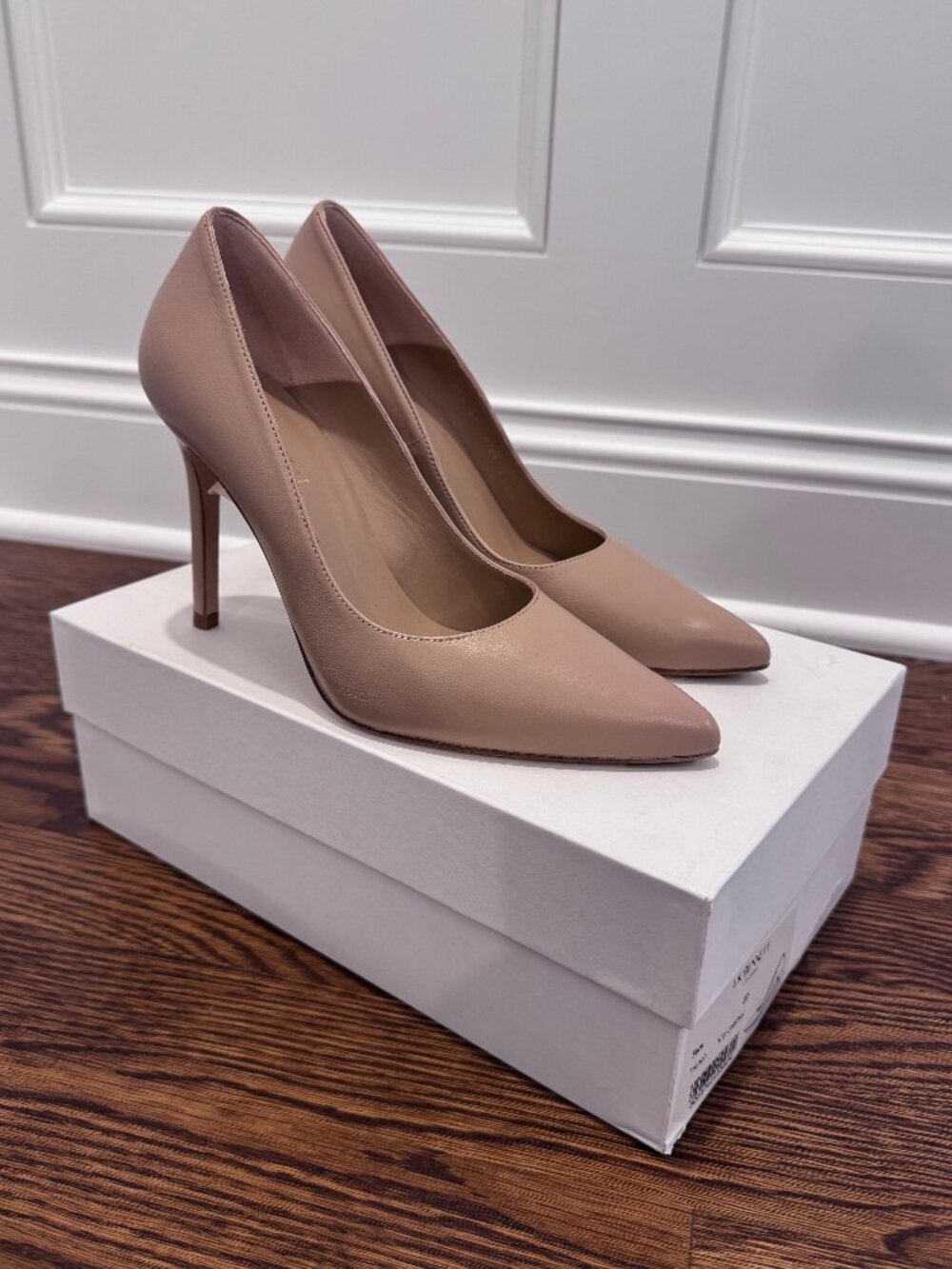 NEW LK Bennett Fern Trench Nude Leather Pointed-Toe Stiletto Sz 37/US 6.5-7